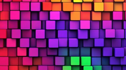 Poster - A striking grid features a vibrant array of colorful cubes in various shades