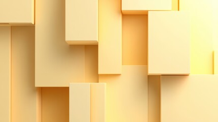 Poster - A collection of soft yellow geometric blocks create a harmonious abstract pattern