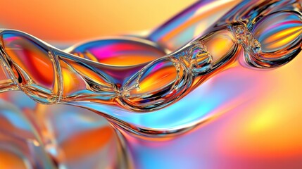 Poster - Fluid glass forms interact with light, creating a colorful and mesmerizing display of reflections and hues