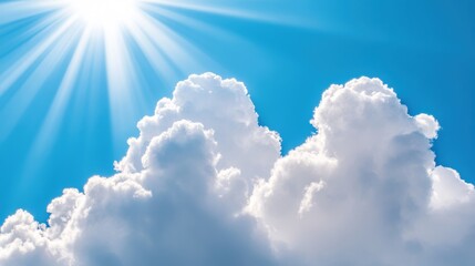 Wall Mural - sunlight shines brightly, illuminating clouds against a vibrant blue sky