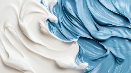 Poster - Abstract blend of white and blue textures creates a smooth, visually intriguing composition