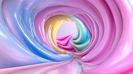 Poster - Vibrant pastel swirls and waves form a captivating tunnel filled with soft colors