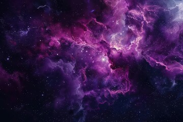 Wall Mural - Majestic Purple Nebula with Glowing Stars in Deep Space
