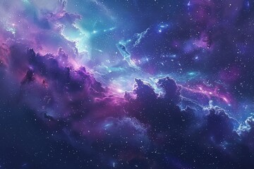 Wall Mural - Colorful and vivid space nebula with bright glowing stars and cosmic dust
