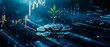 © NEW - A young plant emerges from coins, symbolizing growth and investment in a digital financial environment.