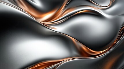 Poster - A silver and gold wave pattern with a black background. The pattern is very shiny and has a metallic look