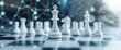 © 2D_Jungle - Full body shot of 3D graph ad with chess pieces, natural lighting, business context, copy space