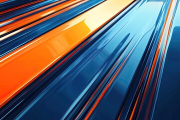 Poster - A blue and orange striped background. The image has a futuristic and abstract feel to it