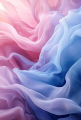 Wall Mural - Gentle liquid waves flowing across the canvas with soft pastel pinks and blues blending seamlessly into one another