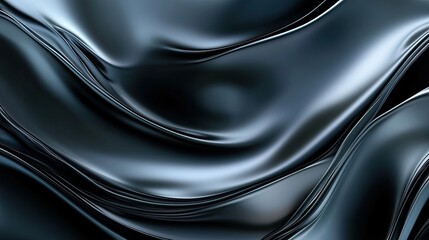 Poster - A black and silver fabric with a wave pattern. The fabric is shiny and has a metallic look