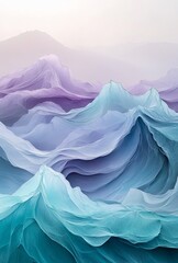 Sticker - Organic, fluid shapes resembling ocean waves, with a soothing gradient of soft purples and teals