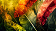 © Digital - Dynamic watercolor washes of tropical leaves, rich and bold gradients, creative backgrounds