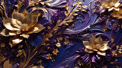 Wall Mural - purple and yellow flowers