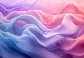 Wall Mural - Abstract liquid waves with a soft gradient of pinks, purples, and blues, creating a peaceful and flowing composition