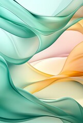 Sticker - Abstract liquid waves with smooth curves and subtle transitions between pastel greens and yellows