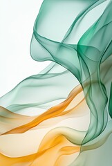 Sticker - Abstract liquid waves with smooth curves and subtle transitions between pastel greens and yellows