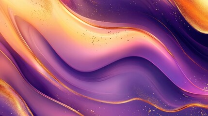 Wall Mural - Abstract Purple and Gold Swirls with Glitter