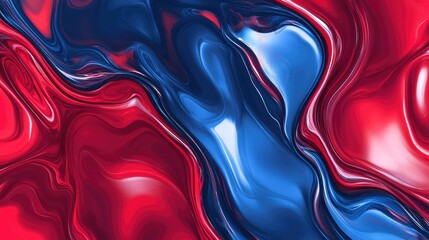 Wall Mural - Abstract Swirling Red and Blue Liquid Painting