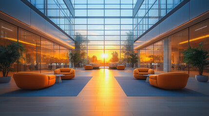 Poster - Innovative financial solutions in a technologically advanced futuristic office