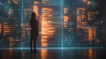 Poster - Innovative financial strategies in a high-tech futuristic office