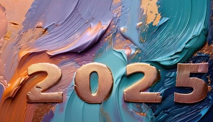 Poster - 2025 Metallic Numbers on Colorful Background