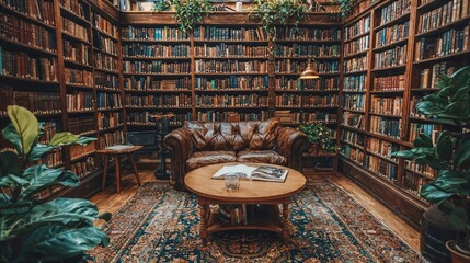 Wall Mural - a living room filled with lots of books and furniture