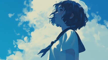 Sticker - anime girl looking at the sky