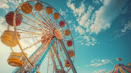 Poster - a ferris wheel with a blue sky in the background