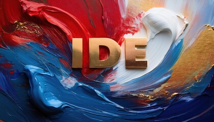 Wall Mural - Abstract Colorful Art with Golden Text 'IDE'