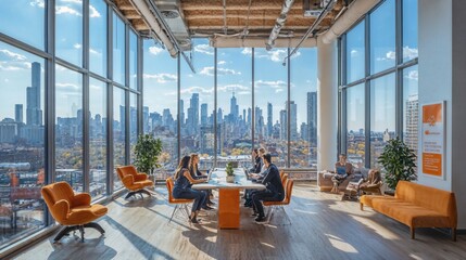 Wall Mural - a group of people sitting around a table in a room