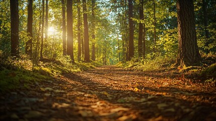 Canvas Print - the sun shines through the trees in the forest