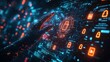 © tanayoch - Futuristic hand interacting with a vibrant digital security interface, showcasing advanced technology and data protection.