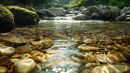 Wall Mural - a stream running through a lush green forest