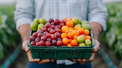 Poster - Freshly Picked Grapes, Tomatoes, and Limes for a Delicious Salad