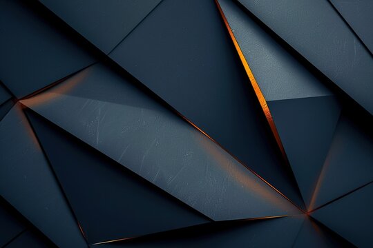 Abstract geometric background with dark blue and orange tones.