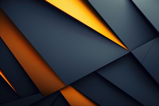 Abstract geometric background with dark blue and orange tones.