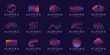 © ulhaq_std - set of minimalist aurora logo big bundle with gradient modern color branding on dark background.