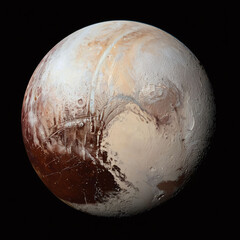 planet pluto in the dark starry sky of solar system in space. 3d render of pluto planet