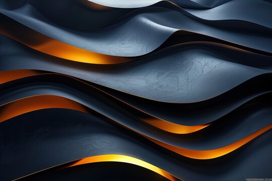 Abstract background with dark blue and gold wavy shapes.