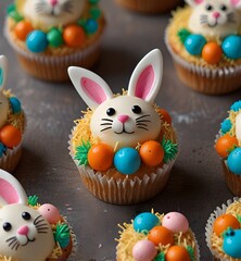 Wall Mural - Adorable Easter Bunny Cupcakes