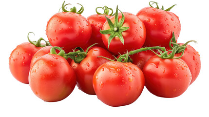 Fresh, vine-ripened tomatoes isolated on transparent background 
