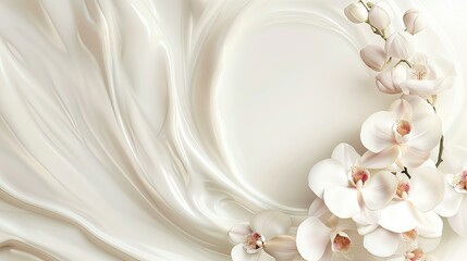 Delicate White Orchids on a Soft, Creamy Background