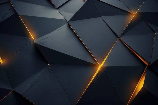 Abstract geometric black background with glowing yellow lines.