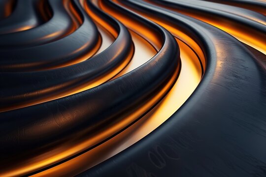 Abstract black and gold curved lines.