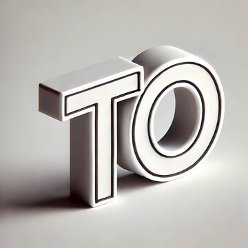 Logo letter TO, 3D style white background