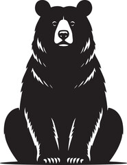 Bear sitting Silhouette vector illustration isolated on white background