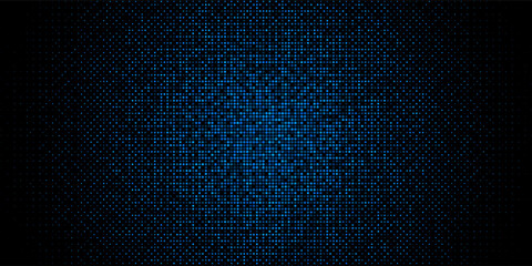 Abstract blue dotted Technology gradient background. Digital data with circular fading disintegration effect