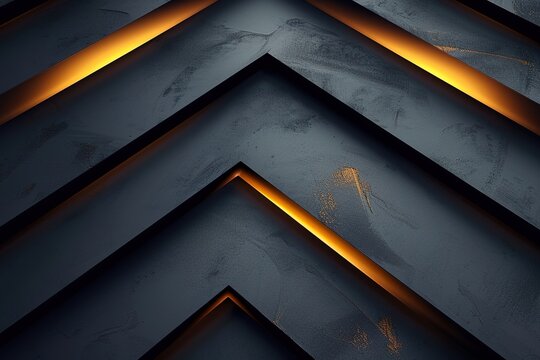 Abstract geometric pattern of dark grey and glowing orange lines.