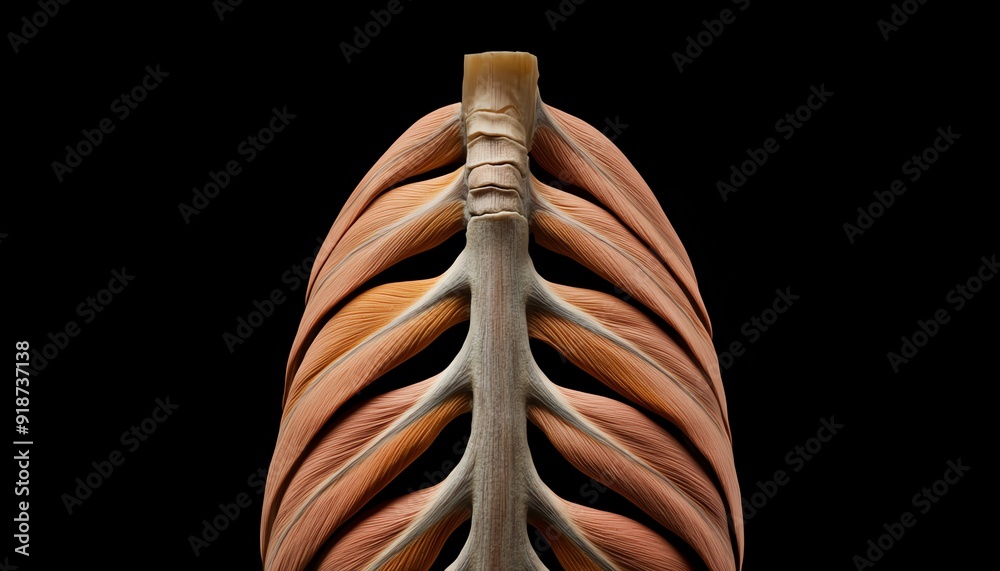 Strained Rib Muscle Inside Closeup of the transversus thoracis muscle on the inner surface of the ...