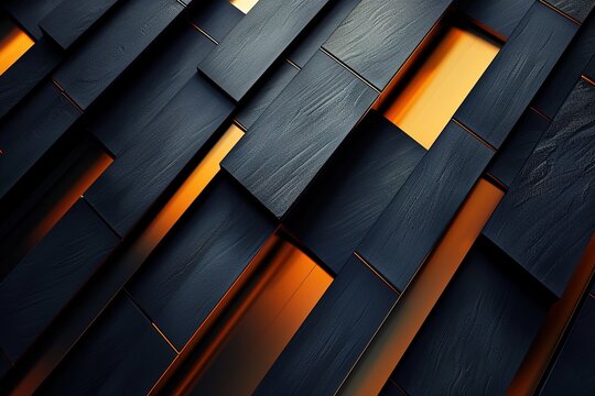 Abstract geometric pattern with black and orange stripes.